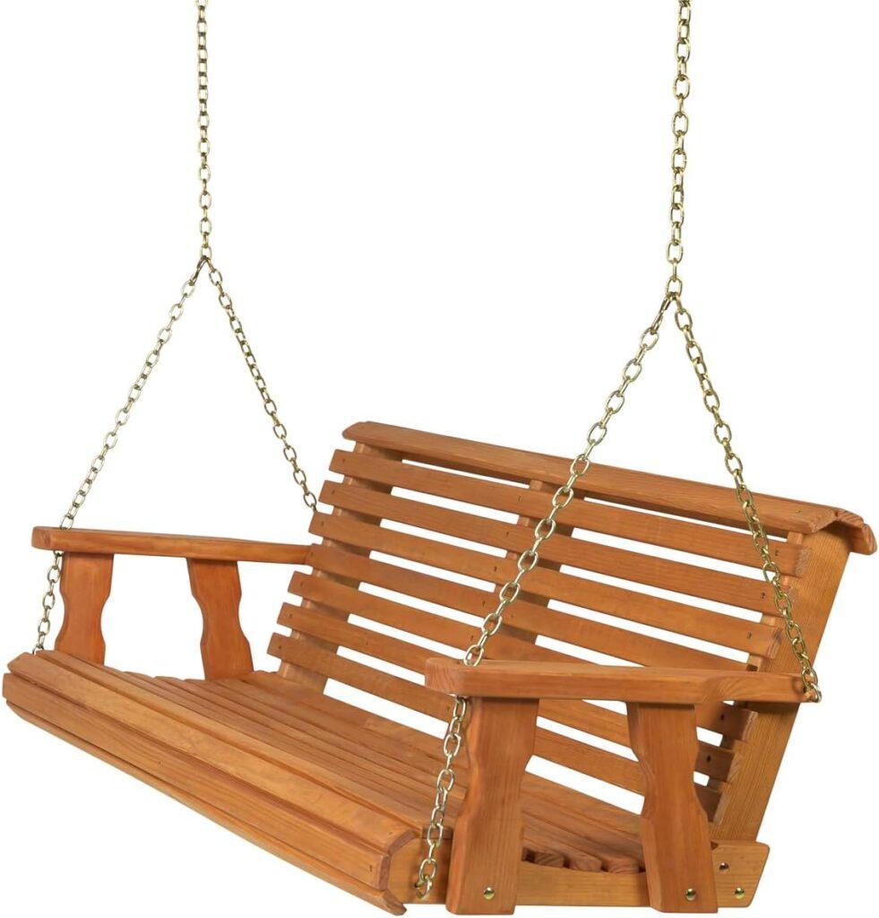 Amish Wooden Chair Swing for Two Adults