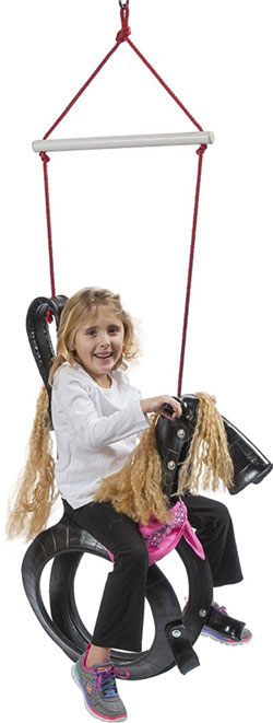 Girl Riding Horse Tire Swing